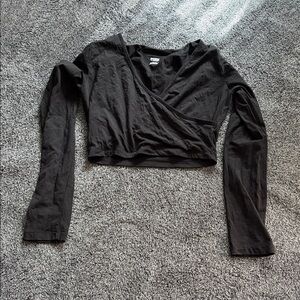 PINK Victoria's Secret Black Crop Wrap Top